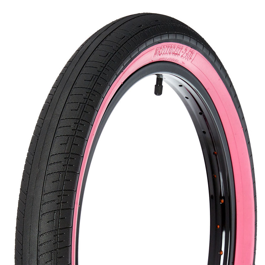 S&M Bikes 20" Speedball tire Black with pink sidewall