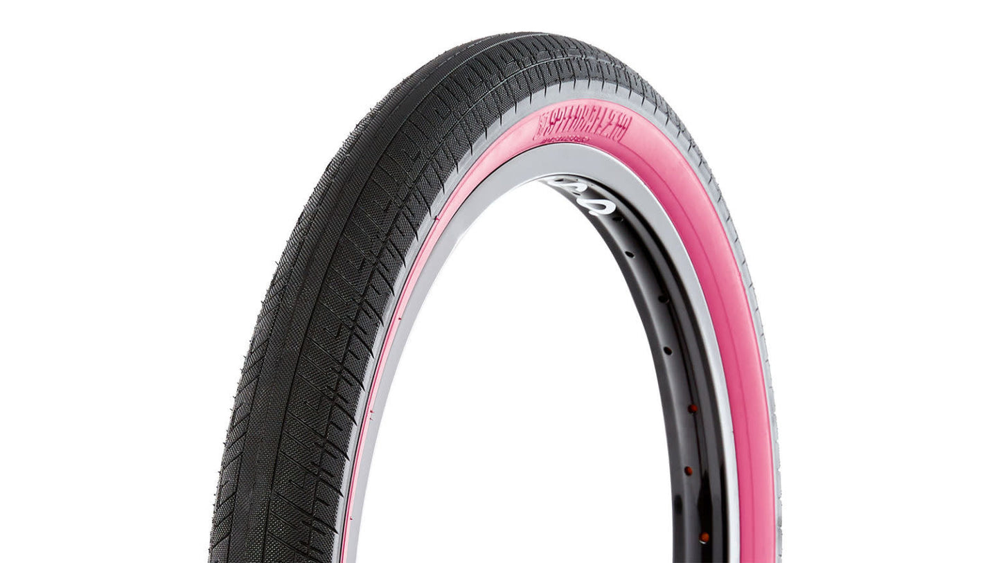 S&M Bikes 20" Speedball tire Black with pink sidewall