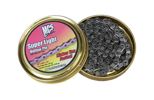 Pasador hueco superligero MCS de 1/2" x 3/32" x 116L, cadena plateada 