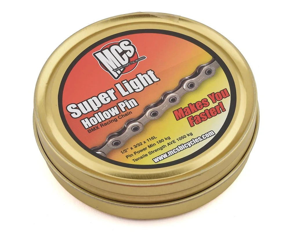 Pasador hueco superligero MCS de 1/2" x 3/32" x 116L, cadena plateada 
