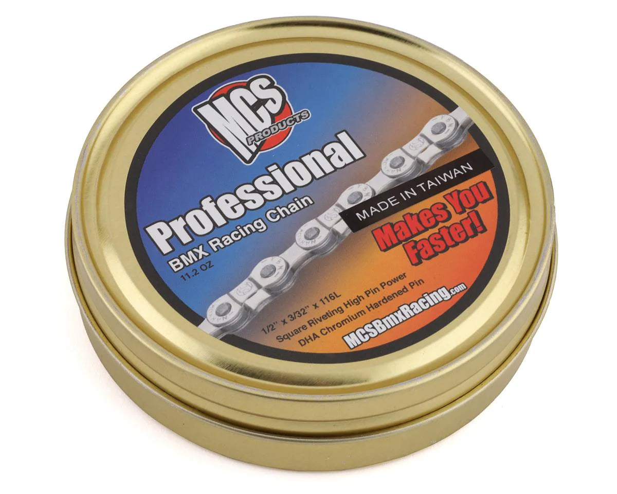 Cadena MCS PROFESSIONAL BMX RACING 1/2x3/32" x 116L, color plata
