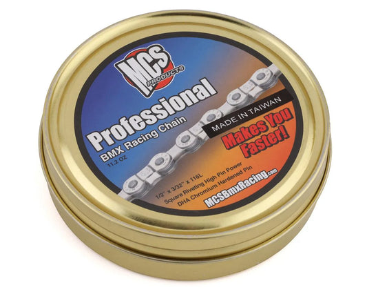 Cadena MCS PROFESSIONAL BMX RACING 1/2x3/32" x 116L, color plata