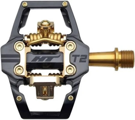 Pedales automáticos BMX HT T2T Ti LTD 2024 Edición Olímpica - Negro/Dorado